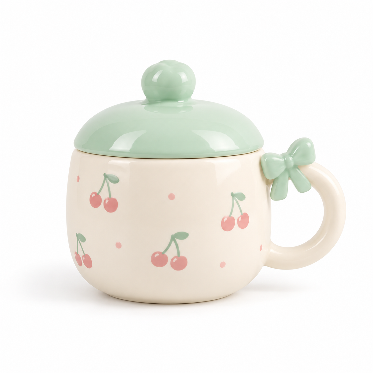 Cherry Garden Ceramic Lidded Mug