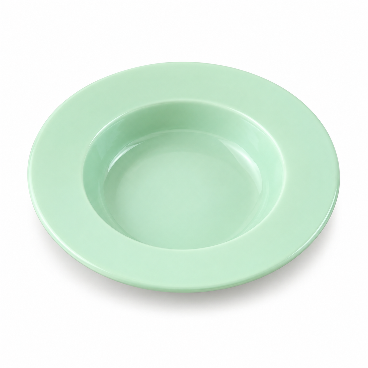 Mint Green Wide-Rim Ceramic Soup Plate