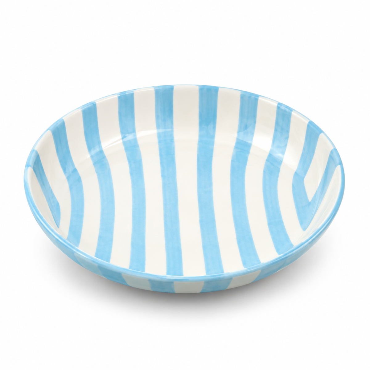 Sky Blue Stripe Ceramic Serving Bowl